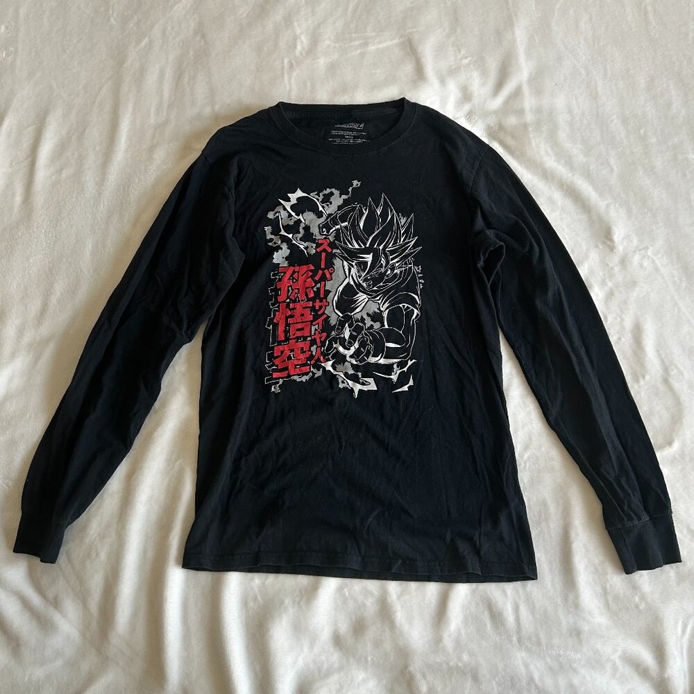 DRAGON BALL Z SON GOKU Black Long Sleeve T-Shirt Men's Size Small